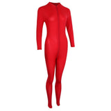 Maxbell Sexy Women Catsuit Lingerie Costume Open Crotch Zipper Shiny Bodysuit Red - Aladdin Shoppers