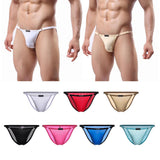 Maxbell 2 Pieces Mens Ice Silk Low Rise Briefs Underwear String Bikini Adjustable