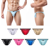 Maxbell 2 Pieces Mens Ice Silk Low Rise Briefs Underwear String Bikini Adjustable