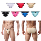 Maxbell 2 Pieces Mens Ice Silk Low Rise Briefs Underwear String Bikini Adjustable