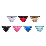 Maxbell 2 Pieces Mens Ice Silk Low Rise Briefs Underwear String Bikini Adjustable