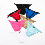 Maxbell 2 Pieces Mens Ice Silk Low Rise Briefs Underwear String Bikini Adjustable