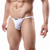 Maxbell 2 Pieces Mens Ice Silk Low Rise Briefs Underwear String Bikini Adjustable