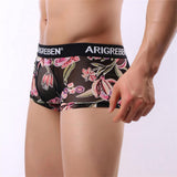 Maxbell Maxbell Mens Sexy Sheer Mesh Net Underwear Boxer Briefs Flower Underpants XL 4
