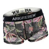 Maxbell Maxbell Mens Sexy Sheer Mesh Net Underwear Boxer Briefs Flower Underpants XL 4