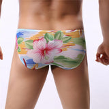Maxbell Men Mesh Printed Briefs Sexy Panties Underwear Pink Flower on White L - Aladdin Shoppers