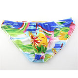 Maxbell Men Mesh Printed Briefs Sexy Panties Underwear Pink Flower on White L - Aladdin Shoppers