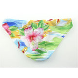 Maxbell Men Mesh Printed Briefs Sexy Panties Underwear Pink Flower on White L - Aladdin Shoppers