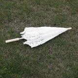 Maxbell Handmade Cotton Lace Parasols Umbrella Bridal Wedding Party White