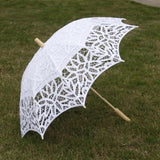Maxbell Handmade Cotton Lace Parasols Umbrella Bridal Wedding Party White