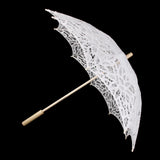 Maxbell Handmade Cotton Lace Parasols Umbrella Bridal Wedding Party White