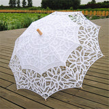 Maxbell Handmade Cotton Lace Parasols Umbrella Bridal Wedding Party White
