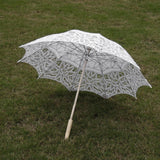 Maxbell Handmade Cotton Lace Parasols Umbrella Bridal Wedding Party White