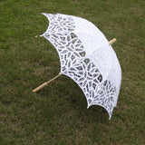 Maxbell Handmade Cotton Lace Parasols Umbrella Bridal Wedding Party White