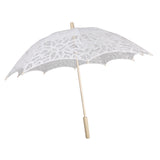 Maxbell Handmade Cotton Lace Parasols Umbrella Bridal Wedding Party White