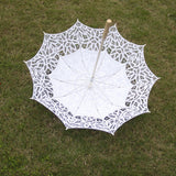 Maxbell Handmade Cotton Lace Parasols Umbrella Bridal Wedding Party White