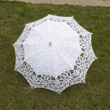 Maxbell Handmade Cotton Lace Parasols Umbrella Bridal Wedding Party White