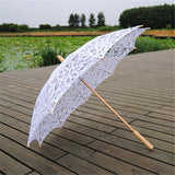Maxbell Handmade Cotton Lace Parasols Umbrella Bridal Wedding Party White