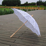 Maxbell Handmade Cotton Lace Parasols Umbrella Bridal Wedding Party White