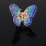 Maxbell Ladies' Rhinestone Butterfly Spring Hair Claw Clip Clamp Small Blue
