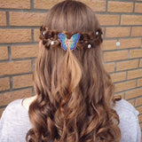 Maxbell Ladies' Rhinestone Butterfly Spring Hair Claw Clip Clamp Small Blue