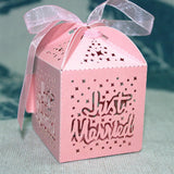 Maxbell 50x Hollow Just Married Candy Gift Boxes w/ Ribbon Wedding Party Favor Pink - Aladdin Shoppers