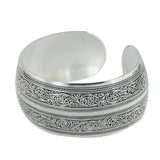 Maxbell Women Vintage Tibetan Silver Carved Totem Bangle Adjustable Cuff Bracelet