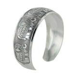 Maxbell Women Vintage Tibetan Silver Carved Totem Bangle Adjustable Cuff Bracelet