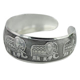Maxbell Women Vintage Tibetan Silver Carved Totem Bangle Adjustable Cuff Bracelet