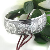Maxbell Women Vintage Tibetan Silver Carved Totem Bangle Adjustable Cuff Bracelet