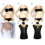Maxbell Maxbell Multilayer Tassels Leaves Lace Choker Sexy Bikini Body Harness Chain