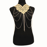 Maxbell Maxbell Multilayer Tassels Leaves Lace Choker Sexy Bikini Body Harness Chain