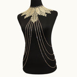 Maxbell Maxbell Multilayer Tassels Leaves Lace Choker Sexy Bikini Body Harness Chain