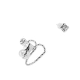Maxbell Womens Pearl Rhinestone Crystal Ear Clip & Ear Stud Earrings Ear Cuff Silver - Aladdin Shoppers