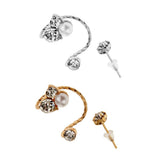 Maxbell Womens Pearl Rhinestone Crystal Ear Clip & Ear Stud Earrings Ear Cuff Silver - Aladdin Shoppers