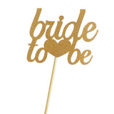 Maxbell Maxbell 1pcs Bride To Be Gold Glitter Wedding Shower Bachelorette Fancy Cupcake Cake Picks Romantic Decorations