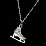 Maxbell Crystal Ice Figure Skate Shoe Boot Pendant Hockey Necklace Silver Tone - Aladdin Shoppers