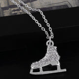 Maxbell Crystal Ice Figure Skate Shoe Boot Pendant Hockey Necklace Silver Tone - Aladdin Shoppers