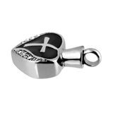 Maxbell Cross Heart Cremation Keepsake Memorial Ash Urn Holder Pendant Silver Black - Aladdin Shoppers