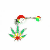 Maxbell Jamaican Flag Navel Ring Belly Bar Acrylic Stud Stainless Steel Rod - Aladdin Shoppers