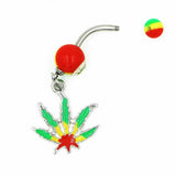 Maxbell Jamaican Flag Navel Ring Belly Bar Acrylic Stud Stainless Steel Rod - Aladdin Shoppers