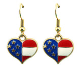 Maxbell American Flag USA Love Heart Dangle Hook Earrings Patriotic Jewelry - Aladdin Shoppers