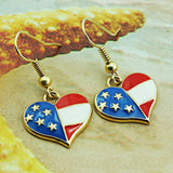 Maxbell American Flag USA Love Heart Dangle Hook Earrings Patriotic Jewelry - Aladdin Shoppers