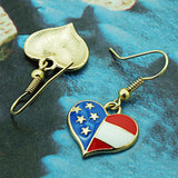 Maxbell American Flag USA Love Heart Dangle Hook Earrings Patriotic Jewelry - Aladdin Shoppers