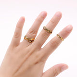 Maxbell Vintage Set of 3 Twist Knuckle Finger Band Ring Set Jewelry Antique Gold - Aladdin Shoppers