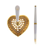 Maxbell Wedding Party Guest Book Signing Pen w/ Golden Heart Pen Holder Table Decor - Aladdin Shoppers
