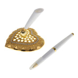 Maxbell Wedding Party Guest Book Signing Pen w/ Golden Heart Pen Holder Table Decor - Aladdin Shoppers