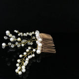 Maxbell Handmade Bridal Pearl Hair Side Combs Wedding Headpiece Jewelry Hairpin Gold - Aladdin Shoppers