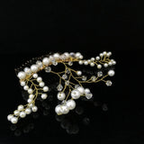 Maxbell Handmade Bridal Pearl Hair Side Combs Wedding Headpiece Jewelry Hairpin Gold - Aladdin Shoppers