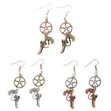 Maxbell Retro Revolver Gun Gear Wheel Earrings Drop Steampunk Jewelry Antique Bronze - Aladdin Shoppers